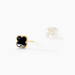 Boucles D'oreilles Puces Stellya Or Jaune Onyx