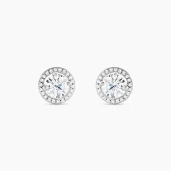 Boucles D'oreilles Puces Stelila Or Blanc Oxyde De Zirconium