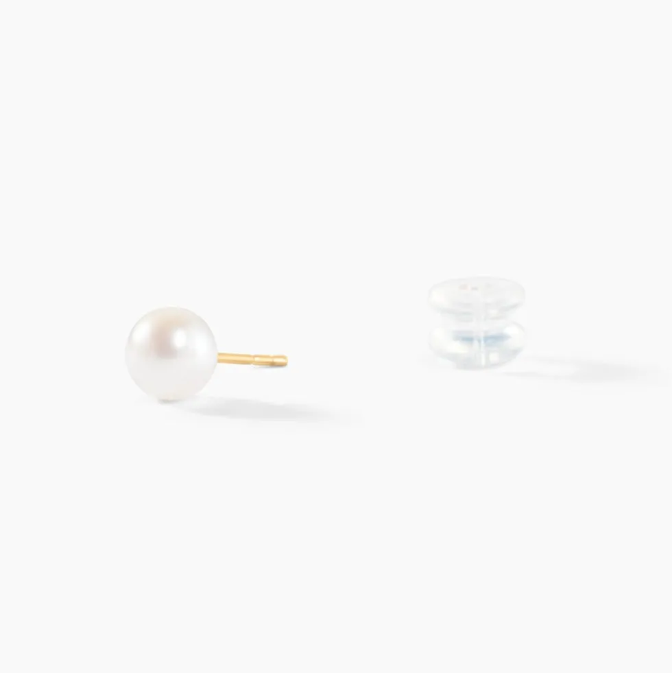 Boucles D'oreilles Puces Suki Or Jaune Perle De Culture
