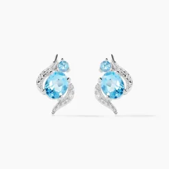 Boucles D'oreilles Puces Sunset Or Blanc Topaze Oxyde