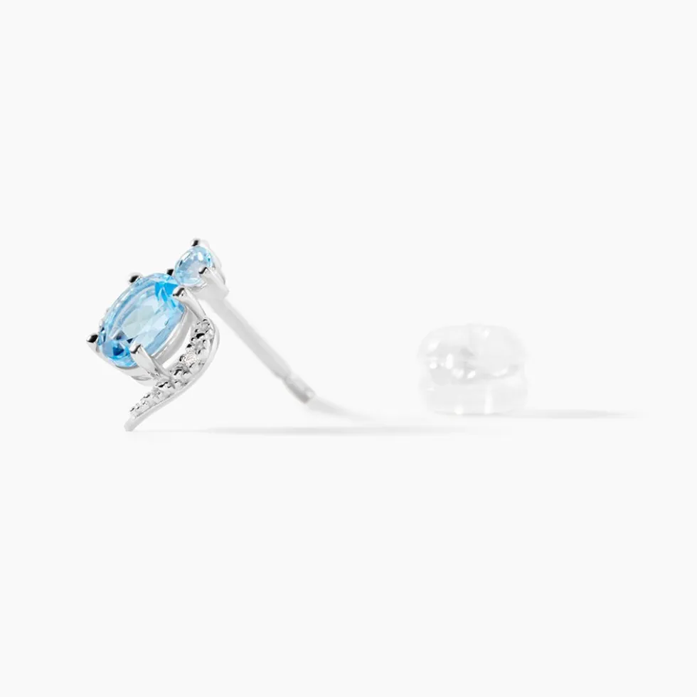 Boucles D'oreilles Puces Sunset Or Blanc Topaze Oxyde