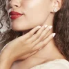 Boucles D'oreilles Puces Sylla Argent Blanc Oxyde De Zirconium