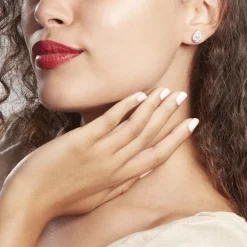 Boucles D'oreilles Puces Sylla Argent Blanc Oxyde De Zirconium