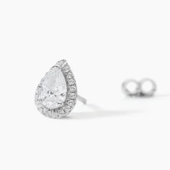 Boucles D'oreilles Puces Sylla Argent Blanc Oxyde De Zirconium