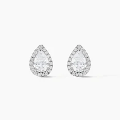 Boucles D'oreilles Puces Sylla Argent Blanc Oxyde De Zirconium