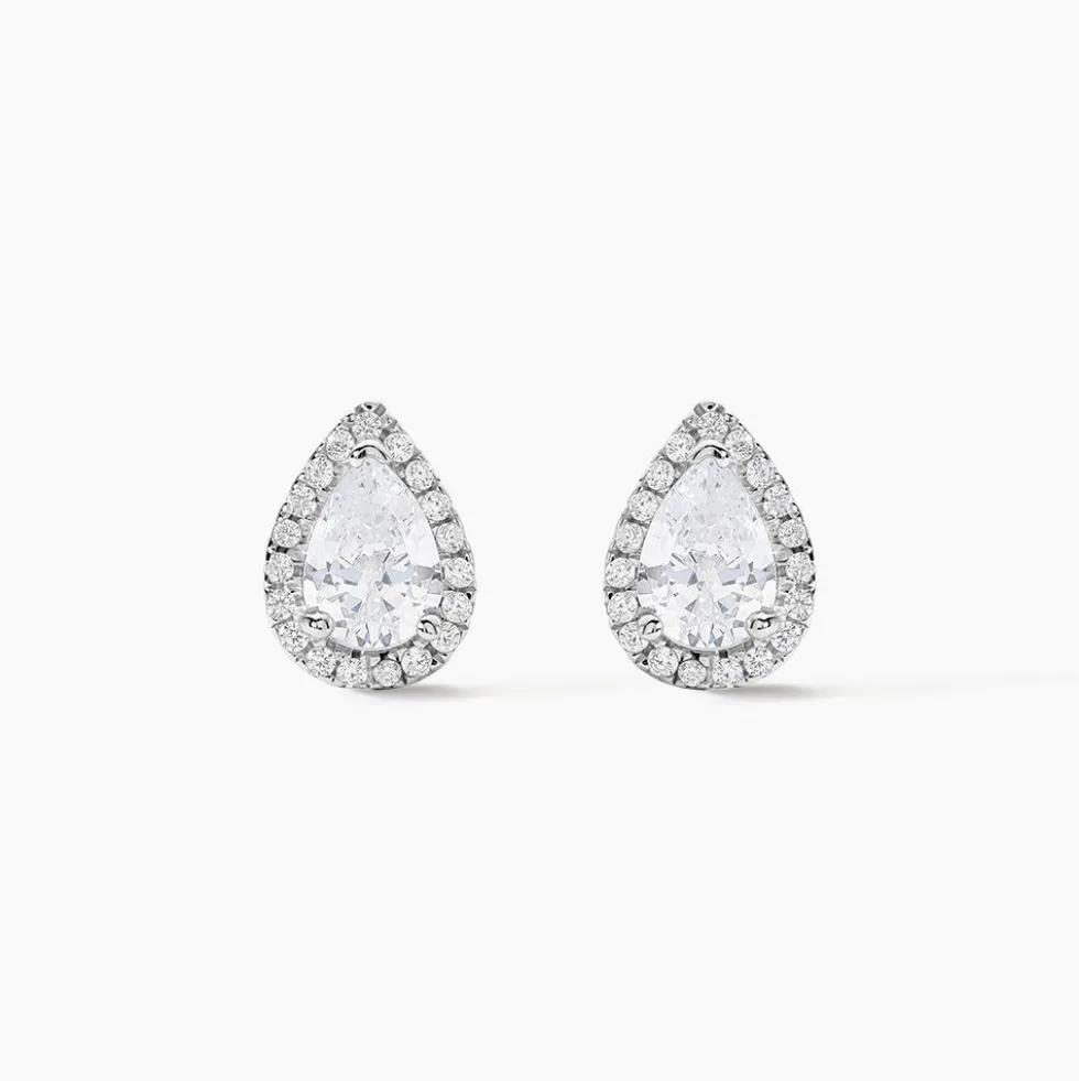 Boucles D'oreilles Puces Sylla Argent Blanc Oxyde De Zirconium