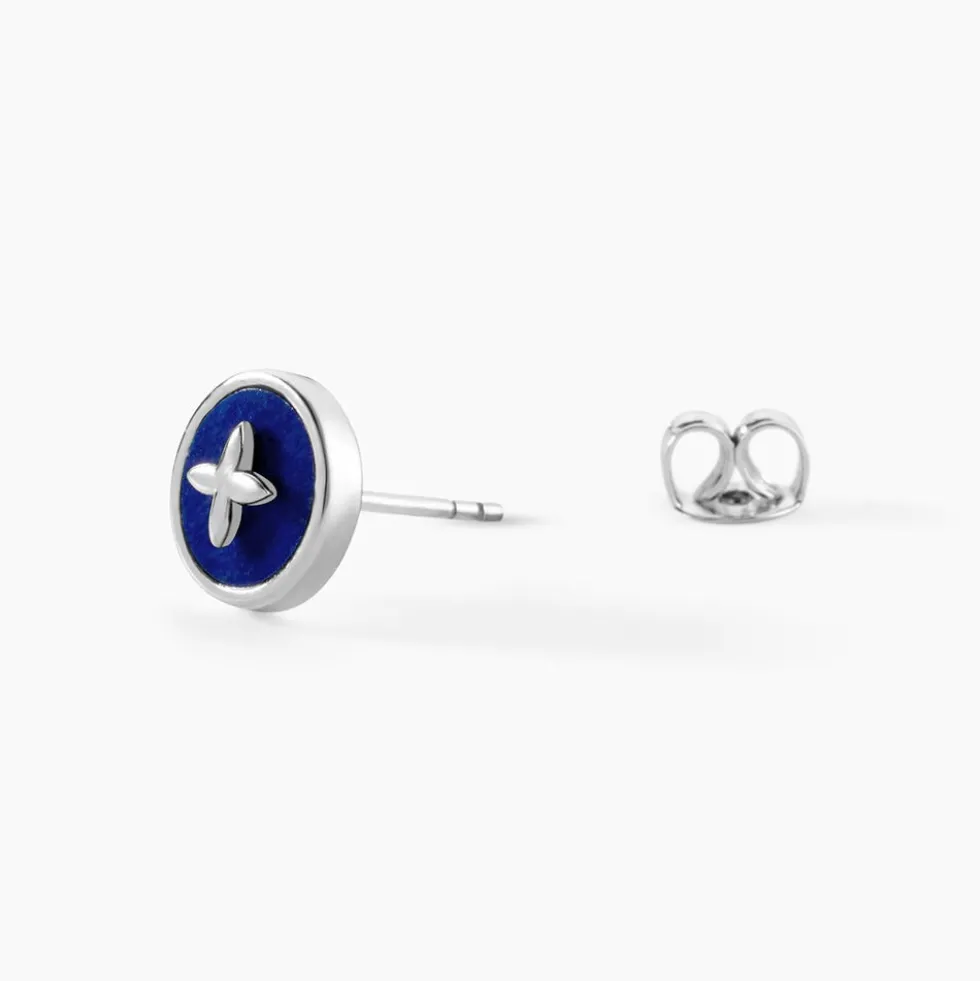 Boucles D'Oreilles Puces Talismania Argent Blanc Lapis Lazuli