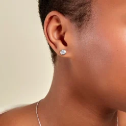Boucles D'oreilles Puces Talya Argent Blanc Oxyde De Zirconium