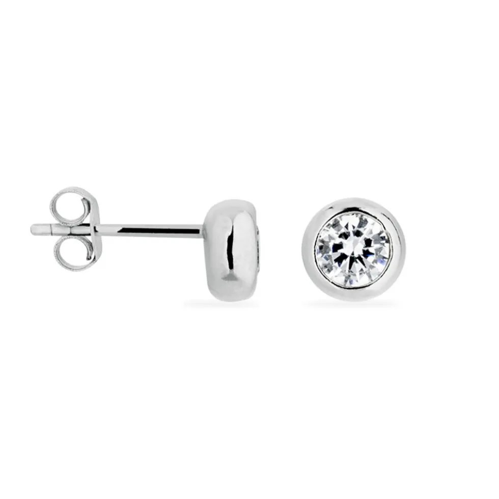 Boucles D'oreilles Puces Talya Argent Blanc Oxyde De Zirconium
