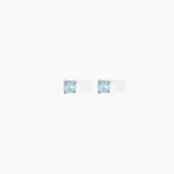 Boucles D'oreilles Puces Tehora Argent Blanc Verre