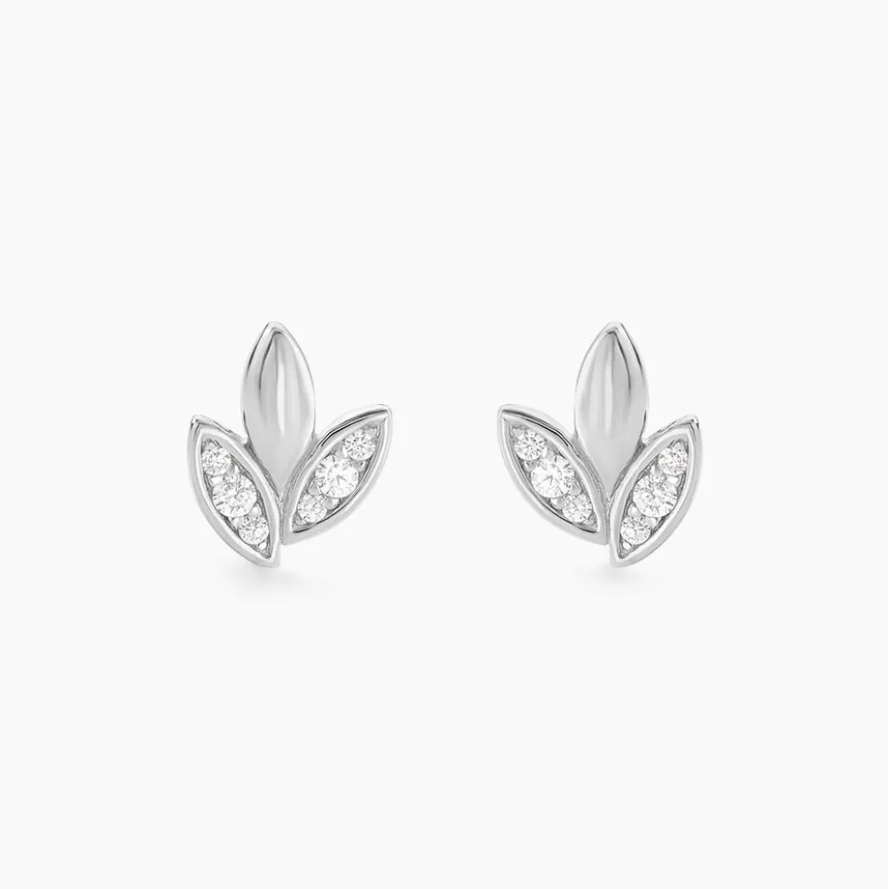 Boucles D'oreilles Puces Tihana Argent Blanc Oxyde De Zirconium