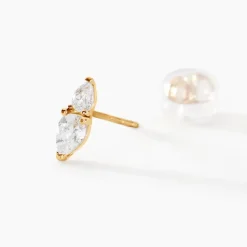Boucles D'oreilles Puces Timeus Or Jaune Oxyde De Zirconium