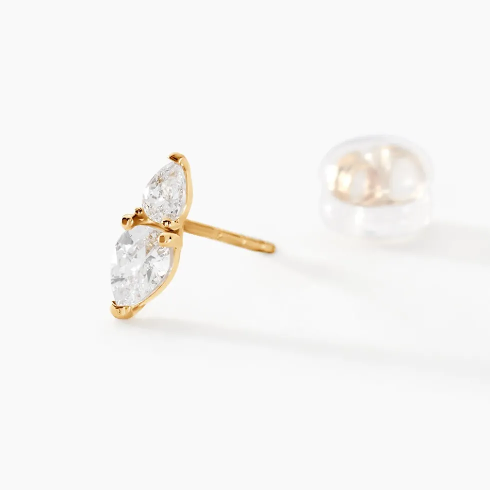 Boucles D'oreilles Puces Timeus Or Jaune Oxyde De Zirconium