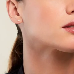Boucles D'oreilles Puces Trai Or Jaune Oxyde De Zirconium