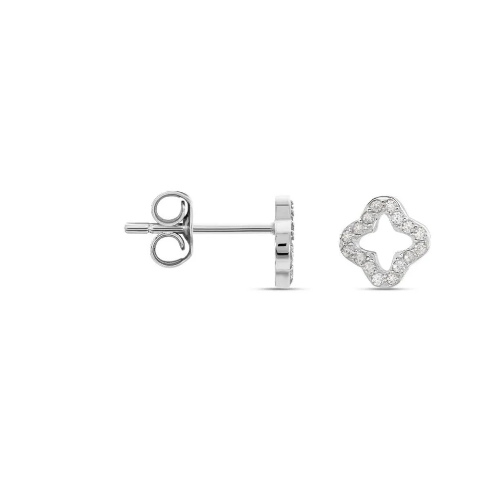 Boucles D'oreilles Puces Tully Argent Blanc Oxyde De Zirconium