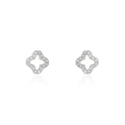 Boucles D'oreilles Puces Tully Argent Blanc Oxyde De Zirconium