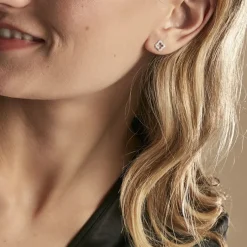 Boucles D'oreilles Puces Tully Argent Blanc Oxyde De Zirconium