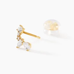 Boucles D'oreilles Puces Tyr Or Jaune Oxyde De Zirconium