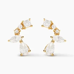 Boucles D'oreilles Puces Tyr Or Jaune Oxyde De Zirconium
