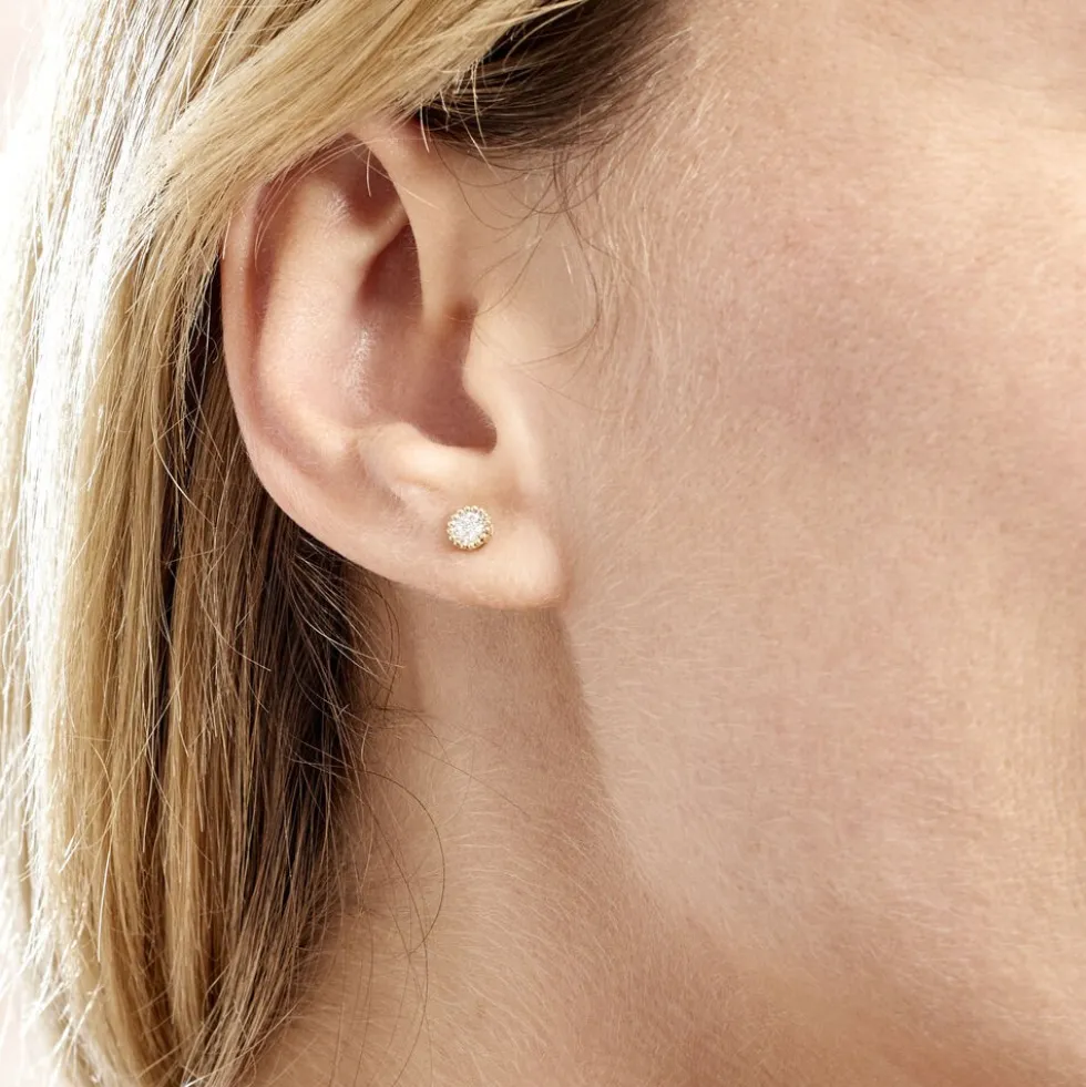 Boucles D'oreilles Puces Vaina Or Jaune Diamant