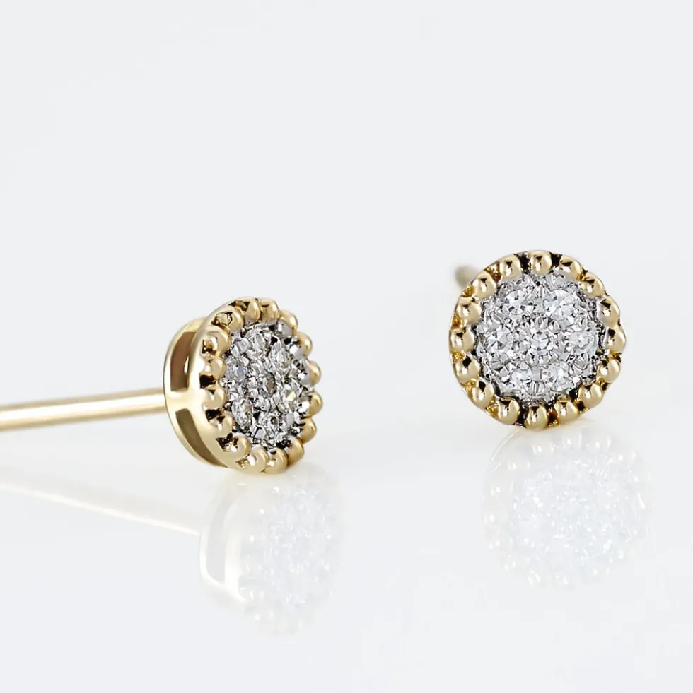 Boucles D'oreilles Puces Vaina Or Jaune Diamant