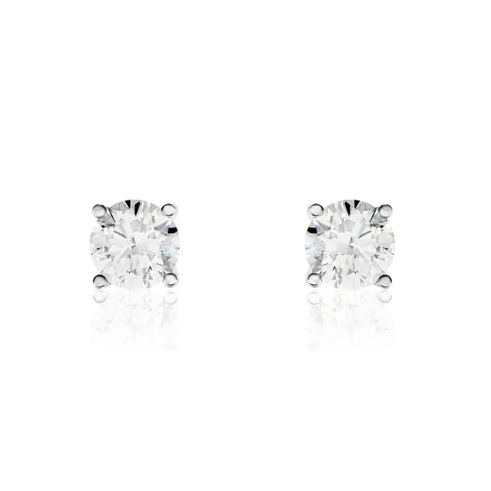 Boucles D'oreilles Puces Victoria Or Blanc Diamant