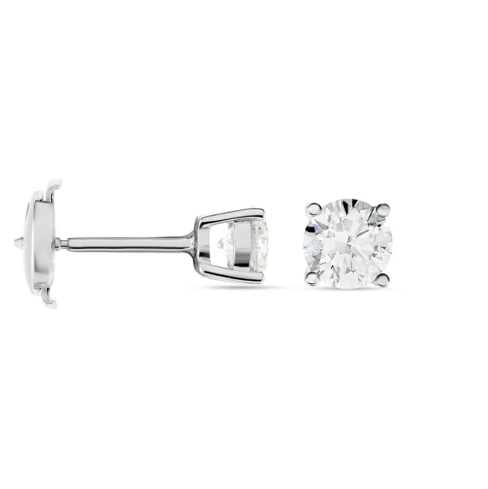 Boucles D'oreilles Puces Victoria Or Blanc Diamant