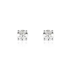 Boucles D'oreilles Puces Victoria Or Blanc Diamant