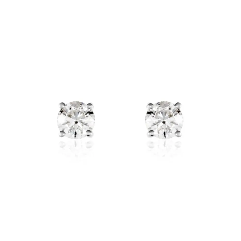 Boucles D'oreilles Puces Victoria Or Blanc Diamant