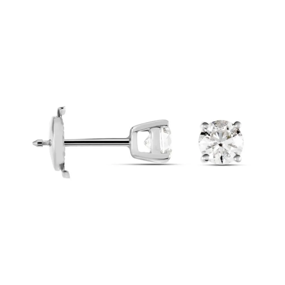 Boucles D'oreilles Puces Victoria Or Blanc Diamant