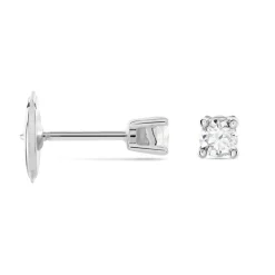 Boucles D'oreilles Puces Victoria Or Blanc Diamant