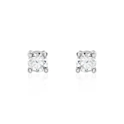 Boucles D'oreilles Puces Victoria Or Blanc Diamant