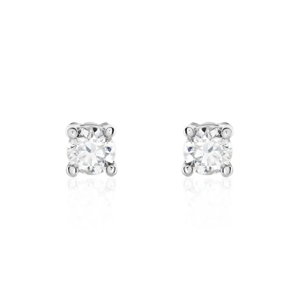 Boucles D'oreilles Puces Victoria Or Blanc Diamant