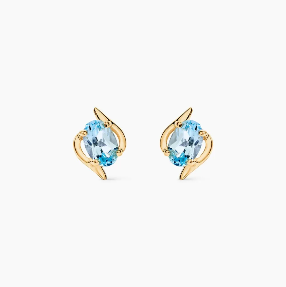 Boucles D'oreilles Puces Vrille Ovale Or Jaune Topaze