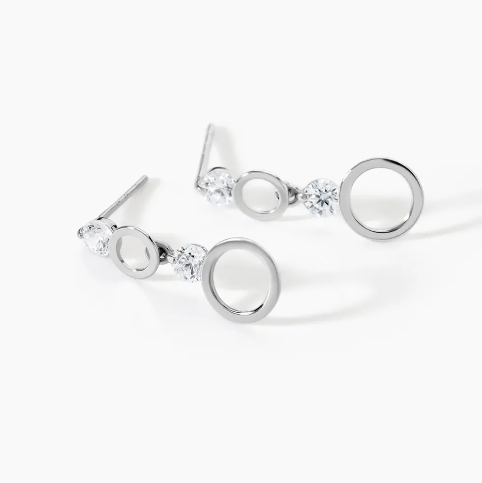Boucles D'oreilles Puces Wynona Or Blanc Oxyde