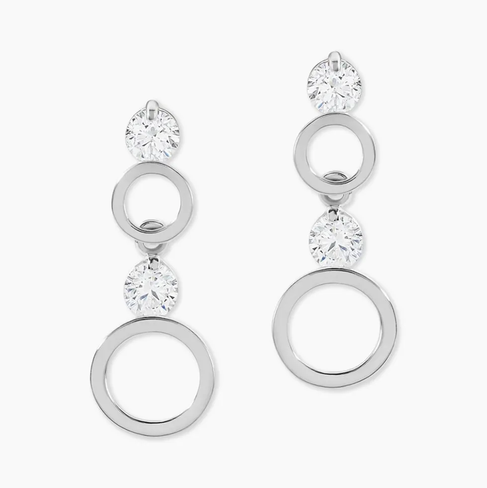 Boucles D'oreilles Puces Wynona Or Blanc Oxyde