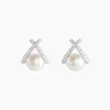 Boucles D'oreilles Puces Yacinthe Argent Perle De Culture Et Oxyde