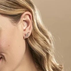 Boucles D'oreilles Puces Yoshie Argent Blanc