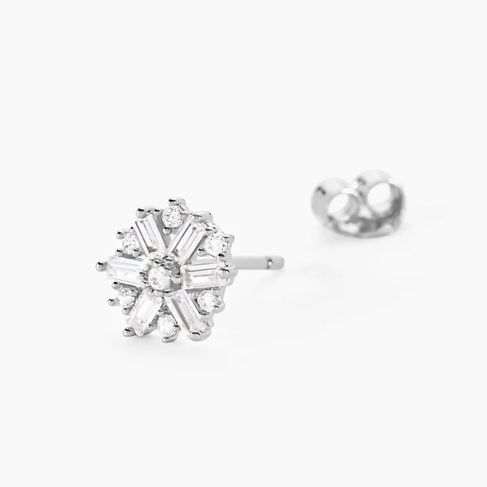 Boucles D'oreilles Puces Ysatis Argent Blanc Oxyde De Zirconium