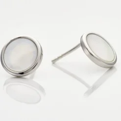 Boucles D'oreilles Puces Zealie Argent Blanc Nacre