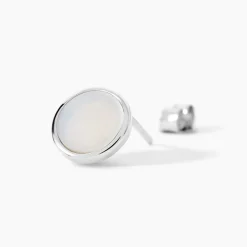 Boucles D'oreilles Puces Zealie Argent Blanc Nacre