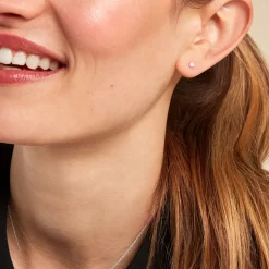 Boucles D'oreilles Puces Ziya Argent Blanc Oxyde De Zirconium