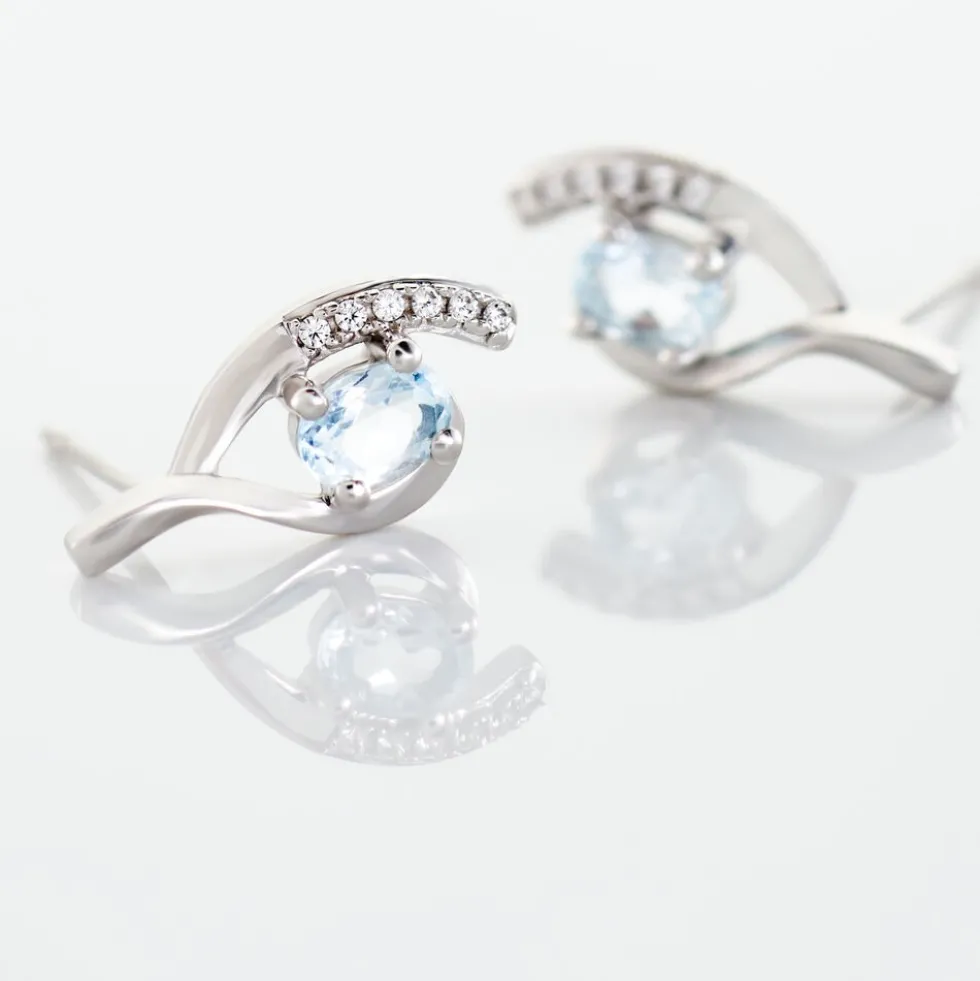 Boucles D'oreilles Sagesse Or Blanc Topaze Oxyde