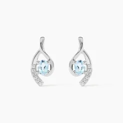 Boucles D'oreilles Sagesse Or Blanc Topaze Oxyde