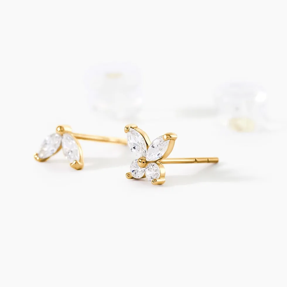 Boucles D'Oreillesucles D'Oreilles Dépareillées Balazs Or Jaune Oxyde De Zirconium