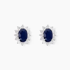 Boucles D'oreilles Vladimir Or Blanc Saphir Diamants