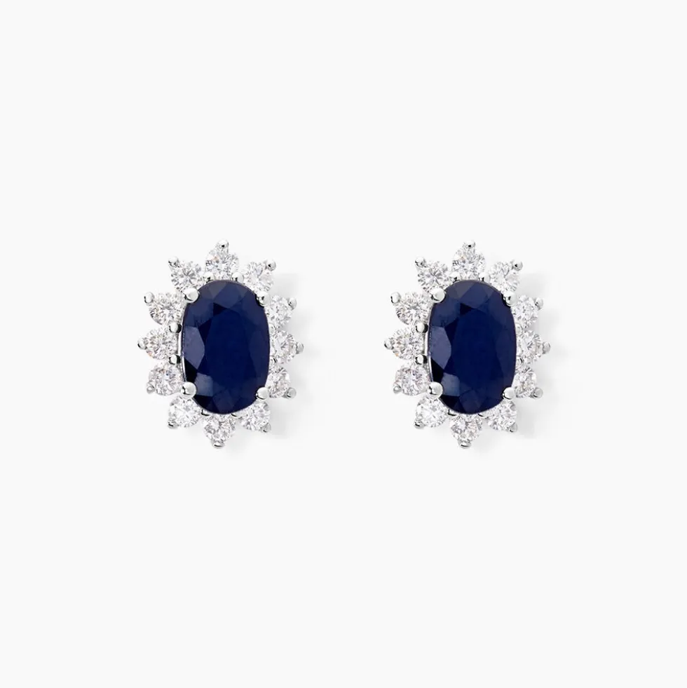 Boucles D'oreilles Vladimir Or Blanc Saphir Diamants