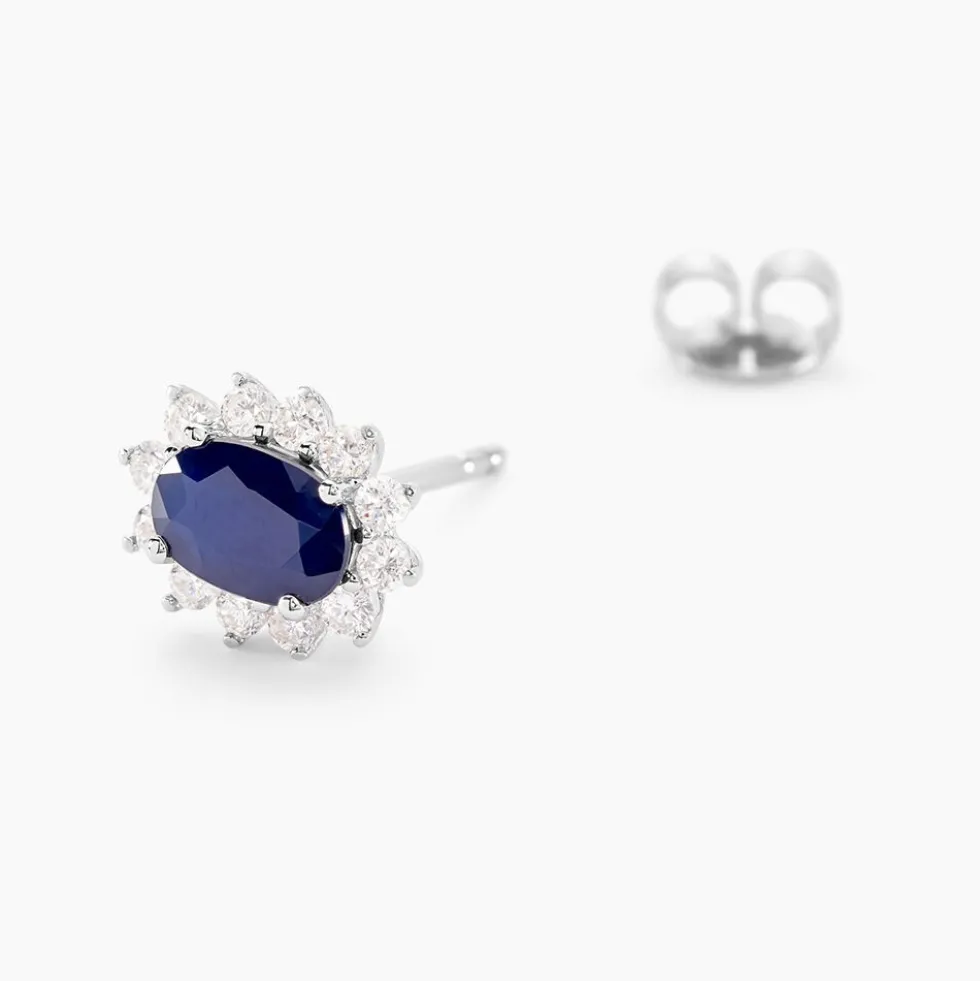 Boucles D'oreilles Vladimir Or Blanc Saphir Diamants