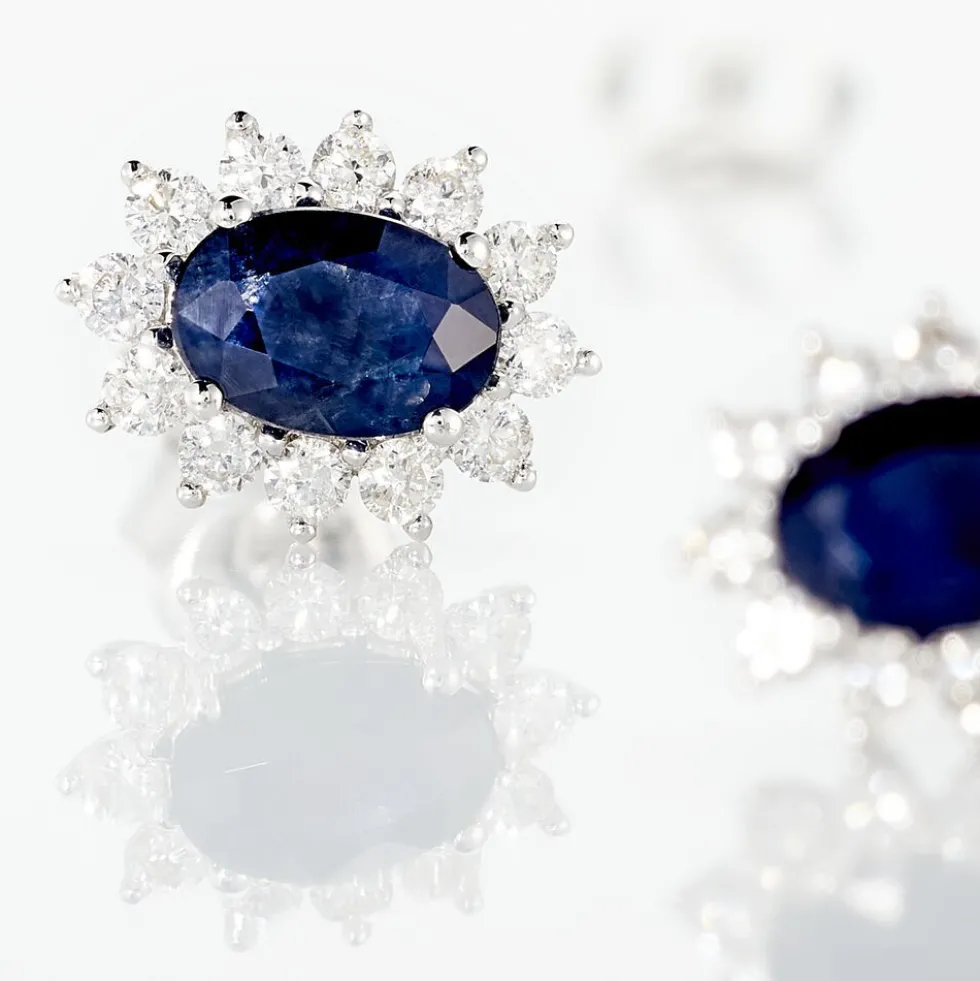 Boucles D'oreilles Vladimir Or Blanc Saphir Diamants