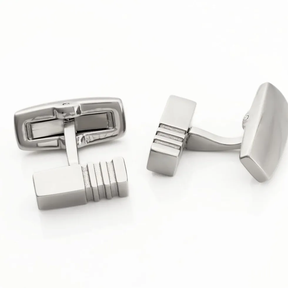 Boutons De Manchette Gary Acier Blanc